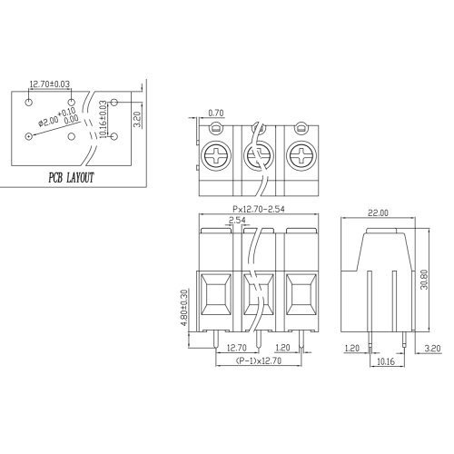 57A1000V Hochstromschrauben -PCB -Anschlussblock können gespleißt werden